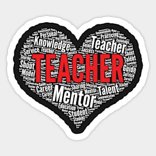 Teacher Heart Shape Word Cloud Design design Sticker